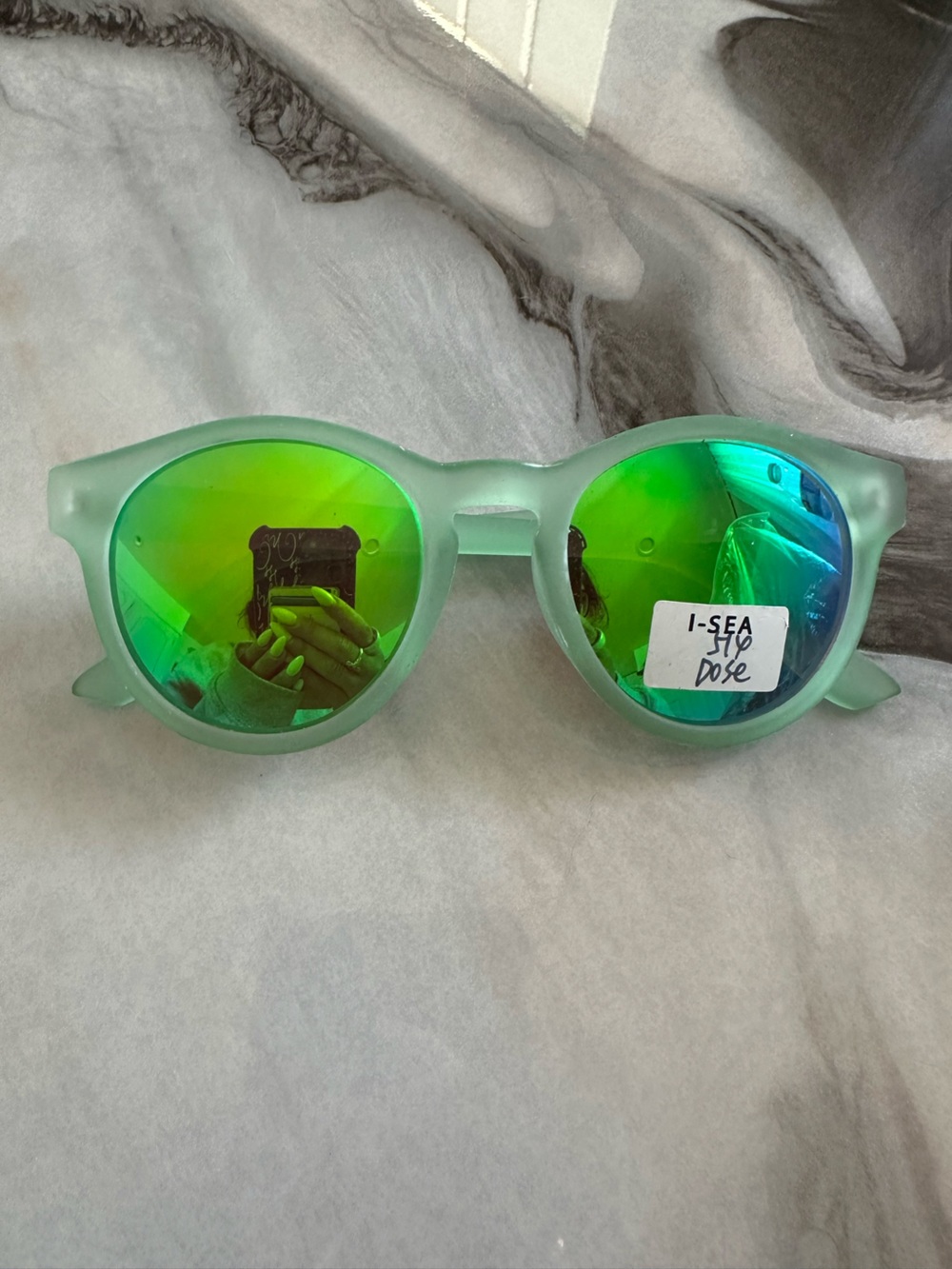 Unisex Mint Green Round Mirrored Sunglasses – Brand New